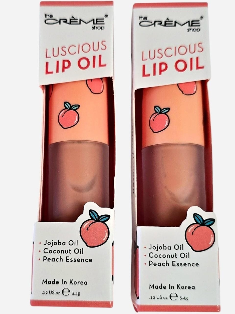 Set of 2: The Crème Shop Luscious Lip Oils - Peach (Nude Shade)
